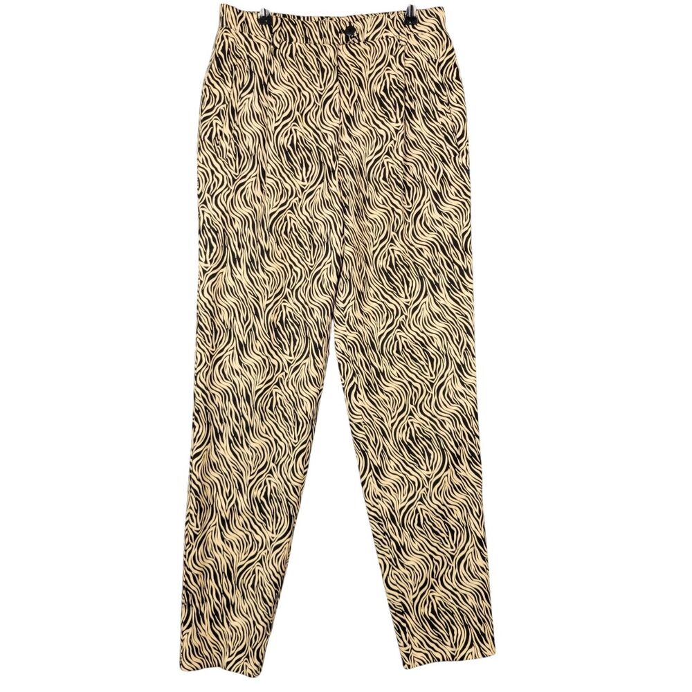 ESCADA Margaretha Ley Abstract Artsy High Rise Wool Silk Pleat Pant SIZE 38 US 8